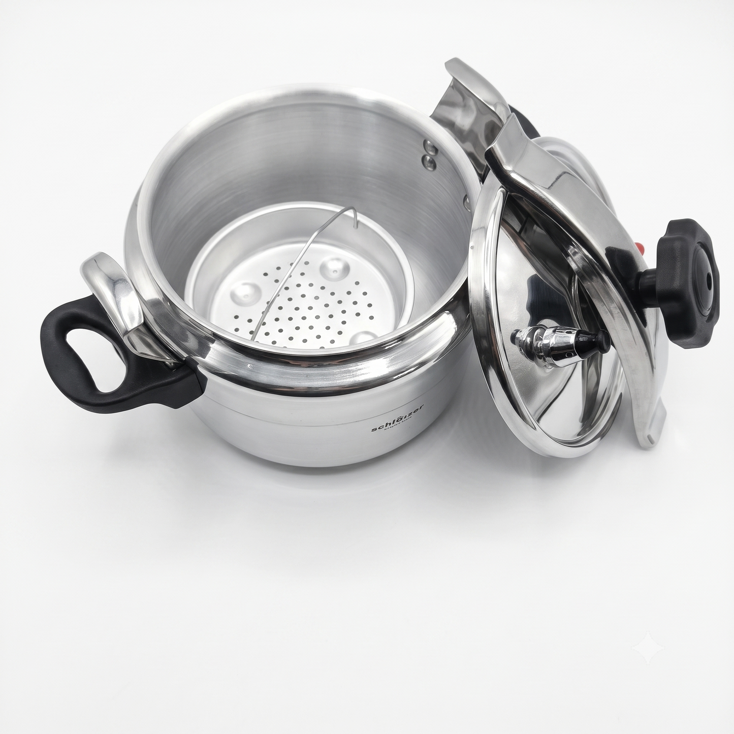 Olla a Presión Schleizer de Acero Inoxidable con Cestillo Vapor 8L