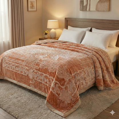 Manta de Felpa Color anaranjado - Extra Suave y Cálida para Invierno (200x230 cm, 4,5 kg)