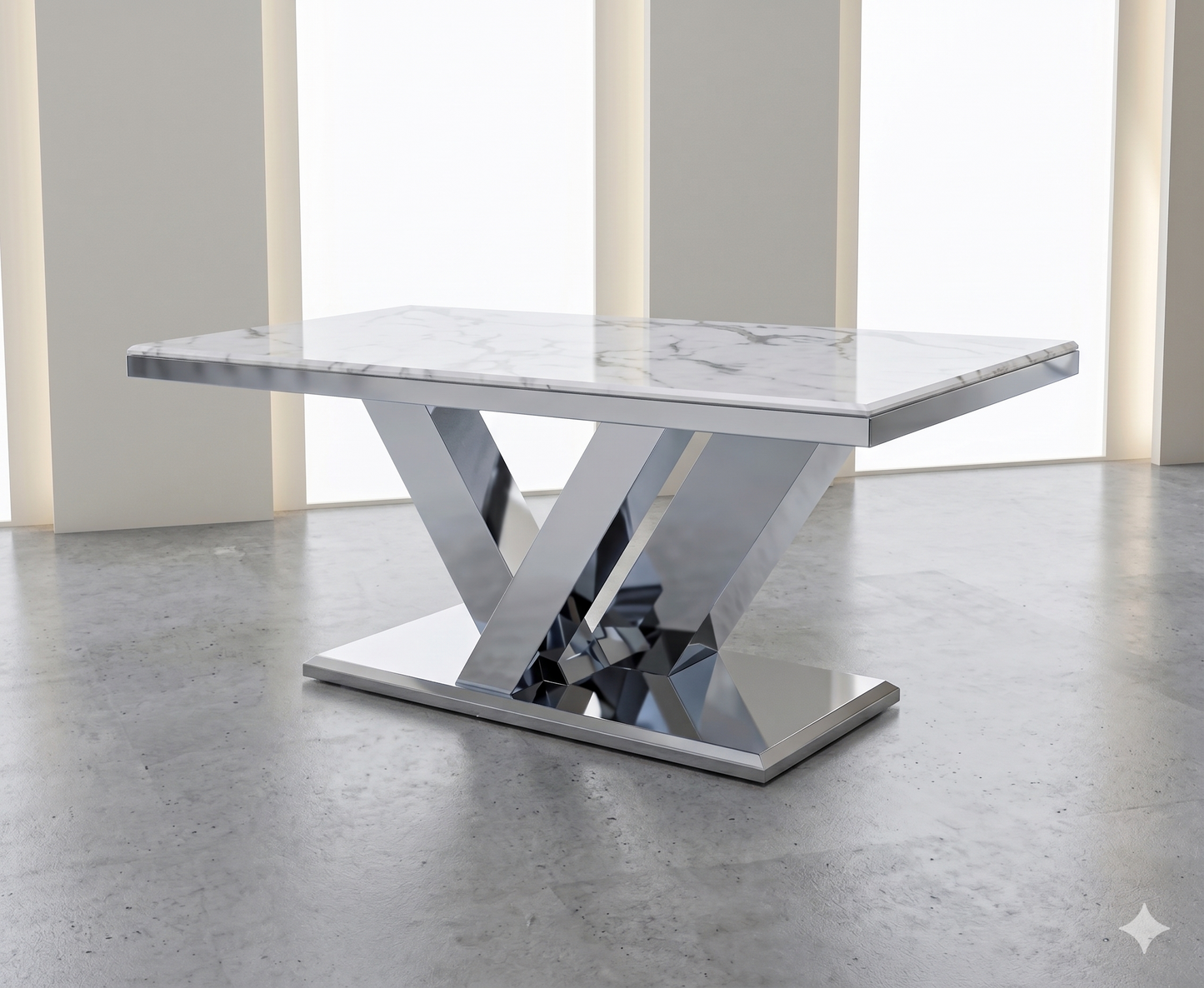 Mesa de Comedor de Diseño Contemporáneo - Mármol y Acero 180x90x75 Alta calidad