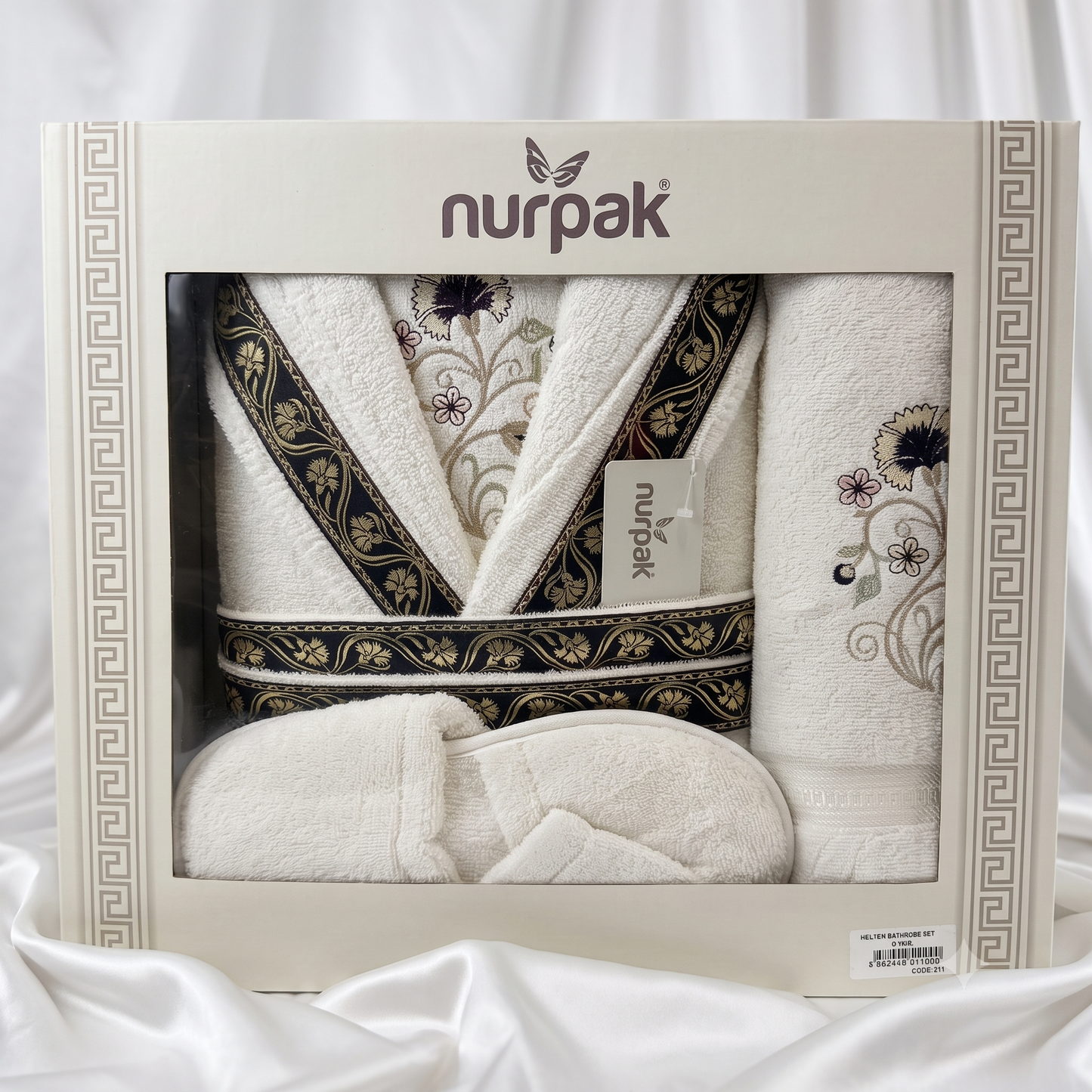 Set de Baño de Lujo 7 Piezas con Albornoz, Toallas y Zapatillas