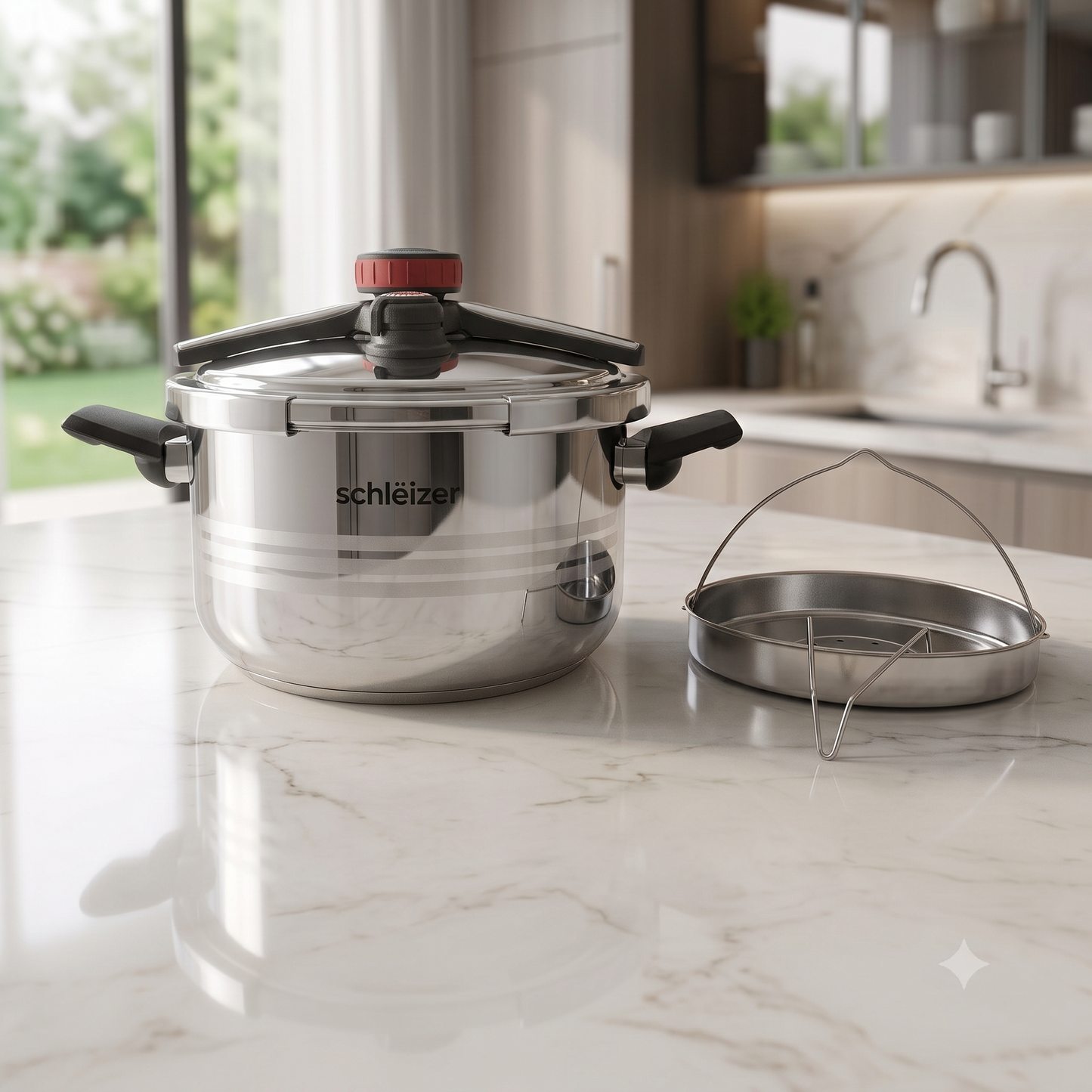 Olla a Presión de Acero Inoxidable con Cestillo Vapor