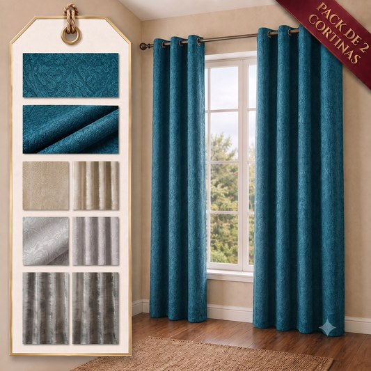 PACK X2 CORTINA JACQUARD MODELO GENOVA 140 X 240 CM