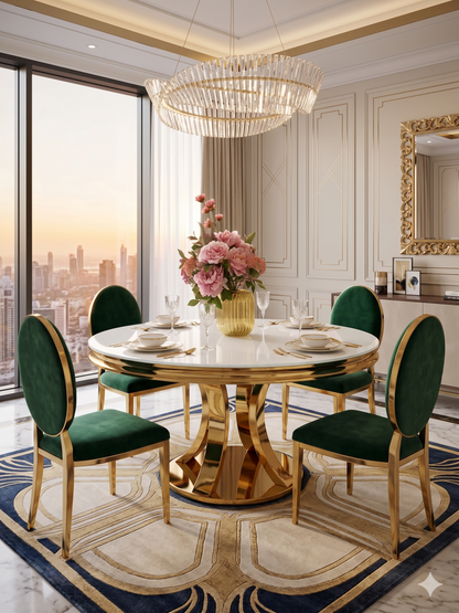 Mesa de Comedor de Diseño Contemporáneo - Cristal blanco y Acero 130x75 Alta calidad