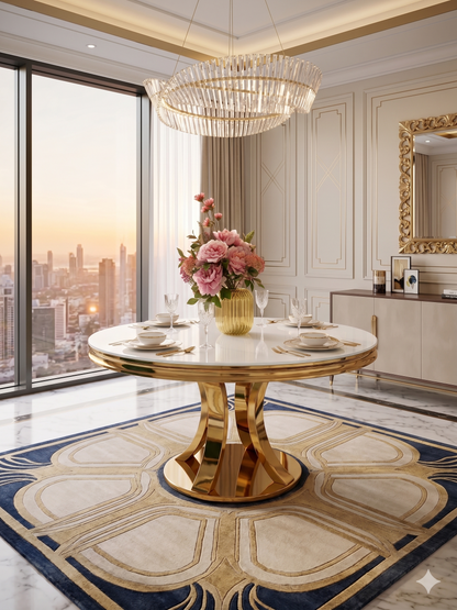 Mesa de Comedor de Diseño Contemporáneo - Cristal blanco y Acero 130x75 Alta calidad