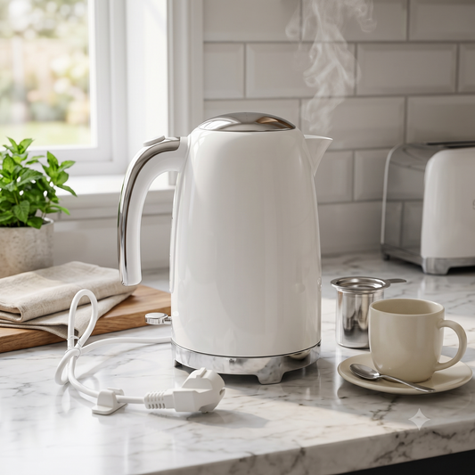 Hervidor Eléctrico Blanco 1,7 L con Acabados Cromados