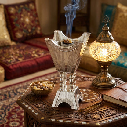 Incensário árabe prateado — Design tradicional elegante