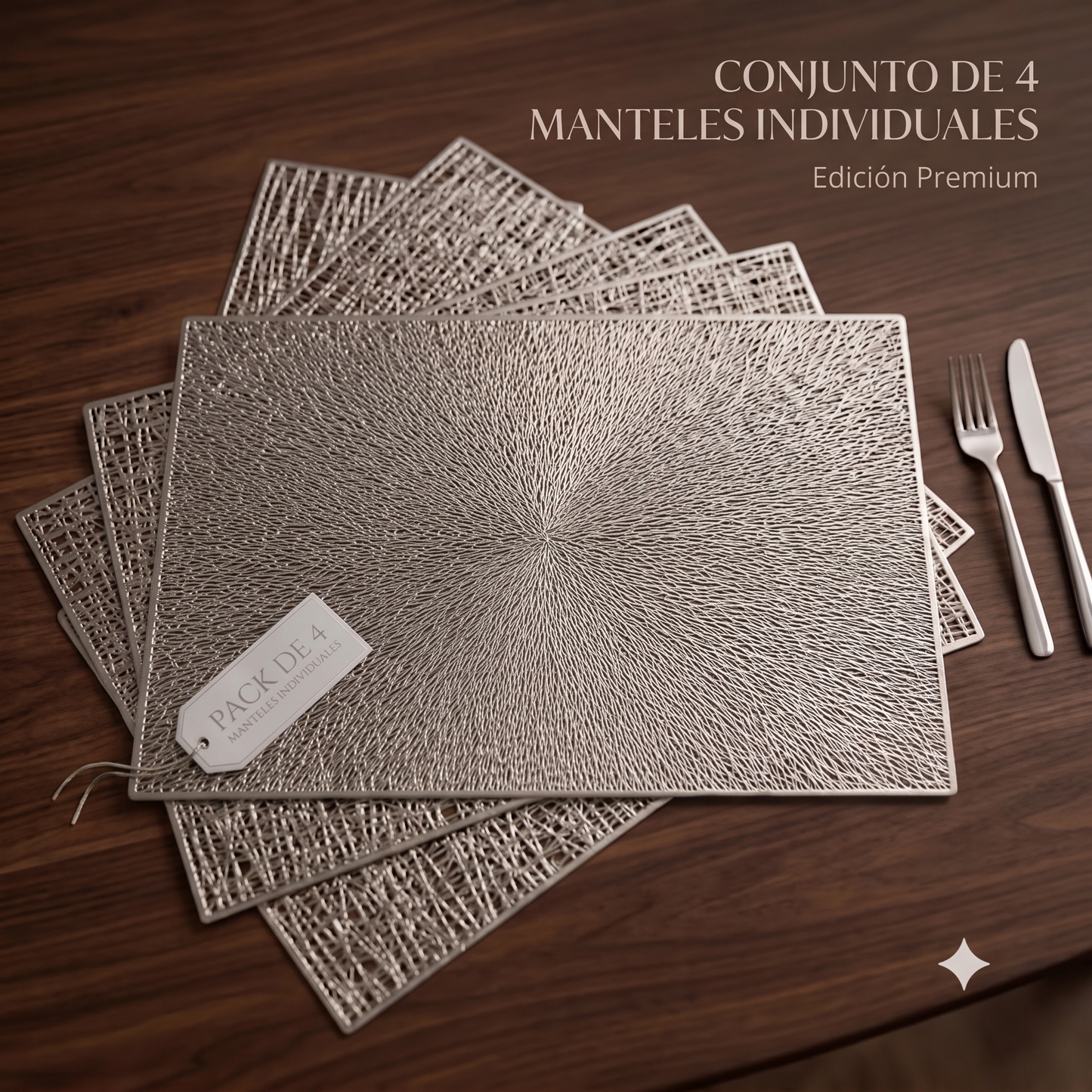 PACK X4 Manteles Individuales Decorativos con Diseño Entrelazado