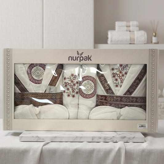 Set de Baño de Lujo 14 Piezas para 2 Personas – Albornoces, Toallas y Zapatillas
