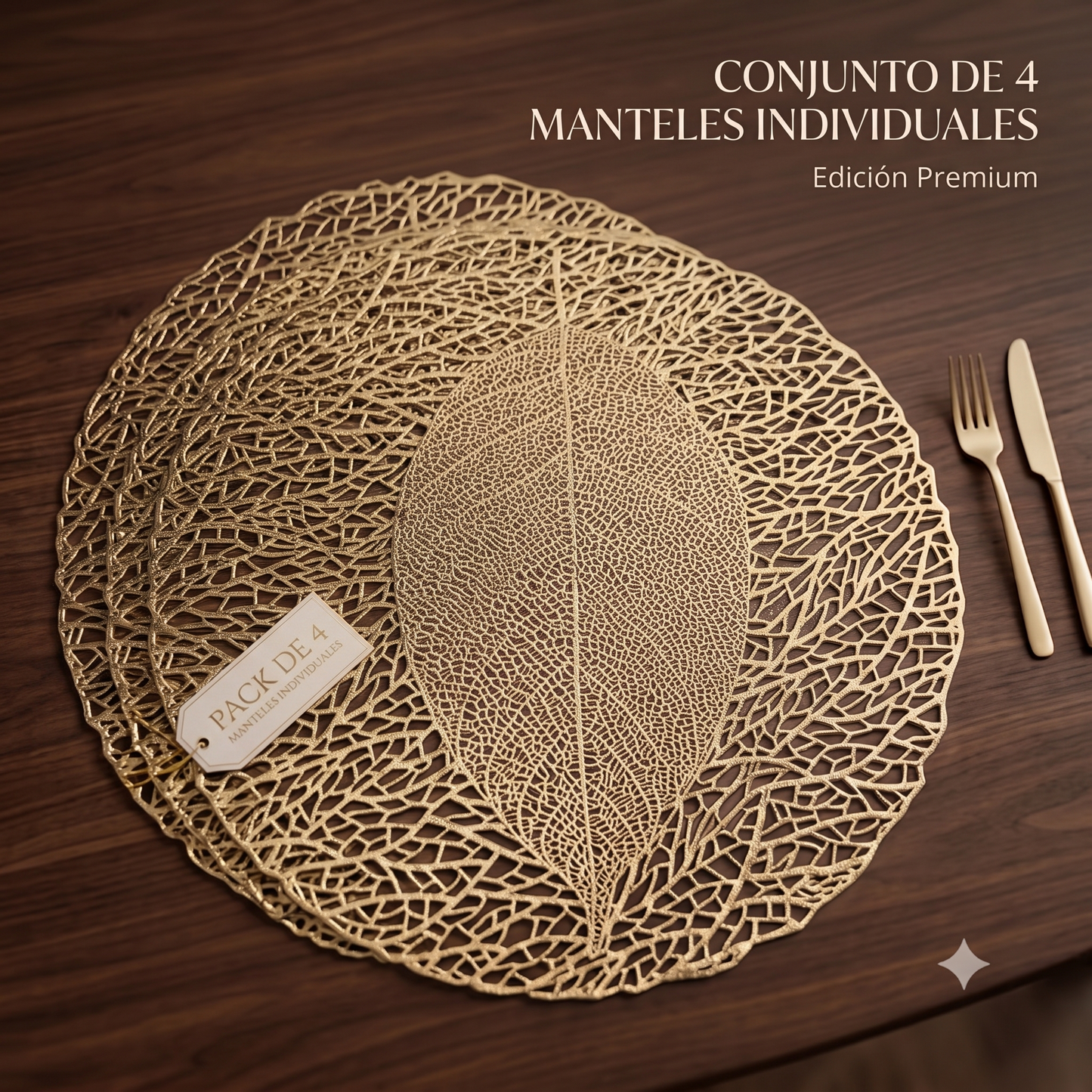 PACK X4 Manteles Individuales Decorativos con Diseño Entrelazado - 38,5cm