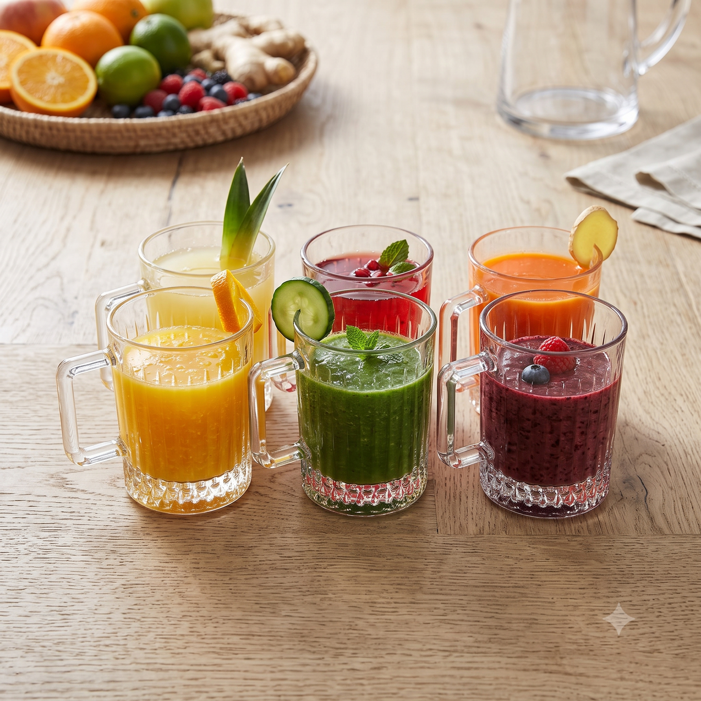 Set de 6 Tazas de Cristal con Asa – Diseño Elegante para Zumos, Café, Té e Infusiones