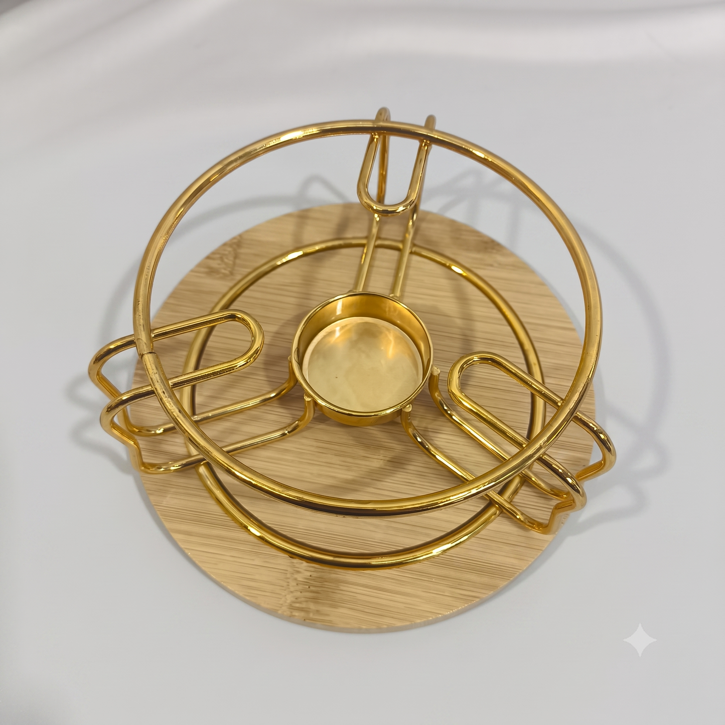 Tetera de Cristal con Infusor y Calentador Dorado