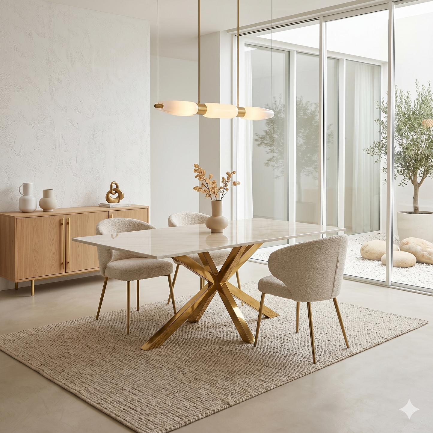 Mesa de Comedor de Diseño Contemporáneo - Marmol y Acero180x90x75 Alta calidad