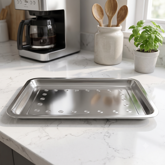 ✨ Bandeja Rectangular de Acero Inoxidable – Elegante, Resistente y Versátil