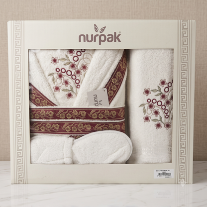 Set de Baño de Lujo 7 Piezas con Albornoz, Toallas y Zapatillas