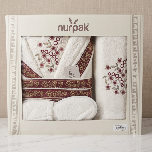 Set de Baño de Lujo 7 Piezas con Albornoz, Toallas y Zapatillas