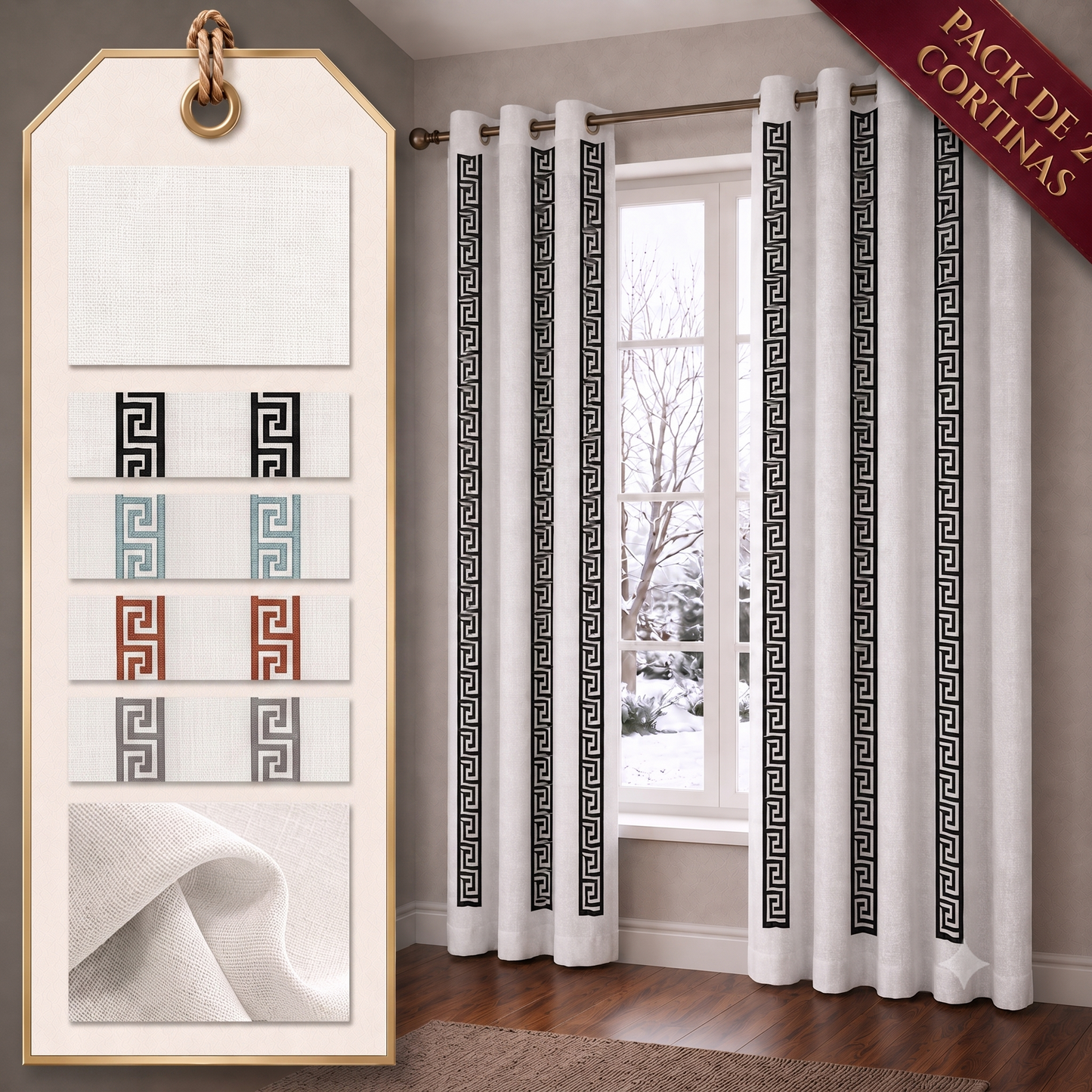 PACK X2 CORTINA VOILE MODELO VSC 140 x 240 CM