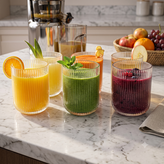 Set de 6 Vasos de Cristal Transparente con Relieve – Elegancia para Agua, Refrescos y Cócteles
