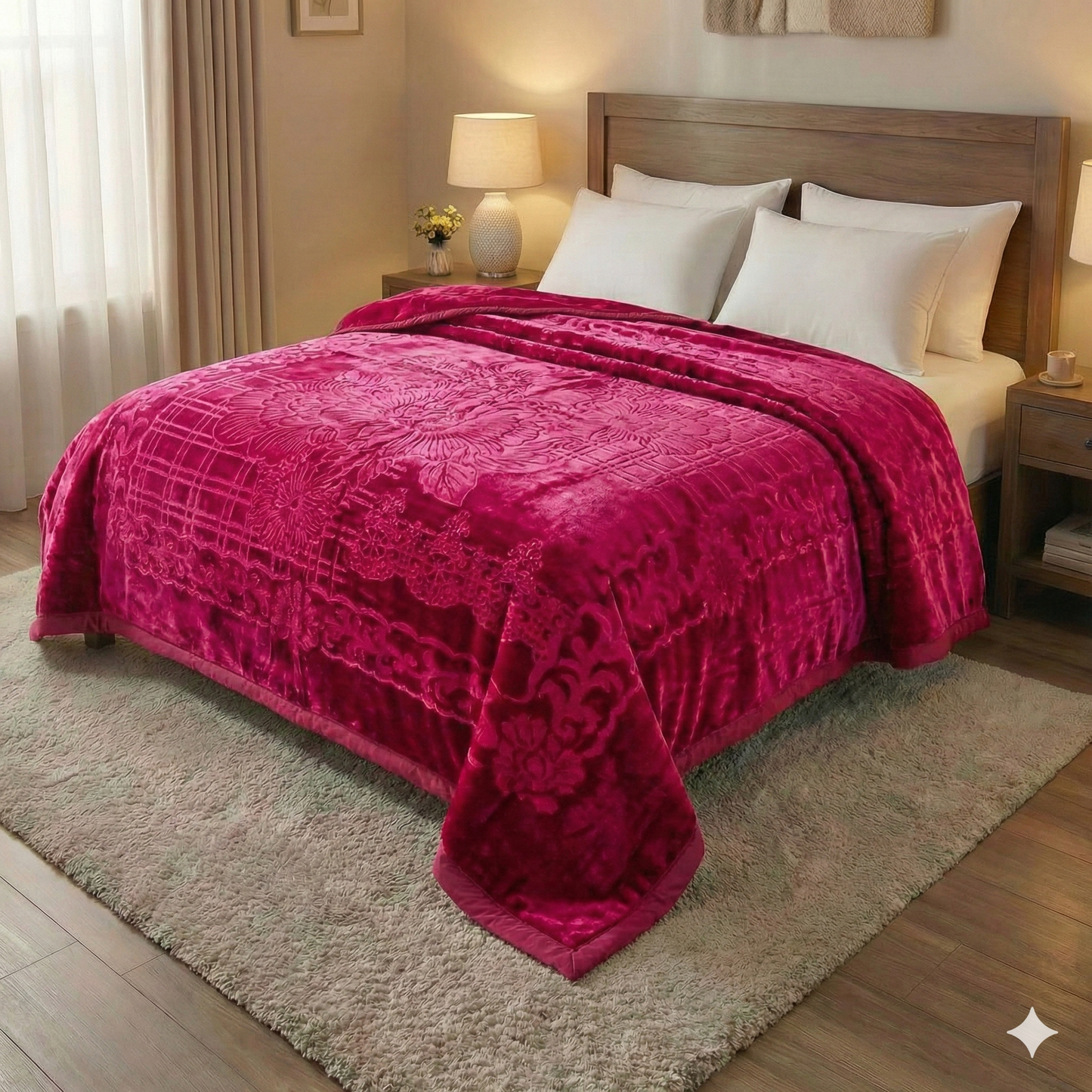 Manta de Felpa Color granate  - Extra Suave y Cálida para Invierno (200x230 cm, 4,5 kg)