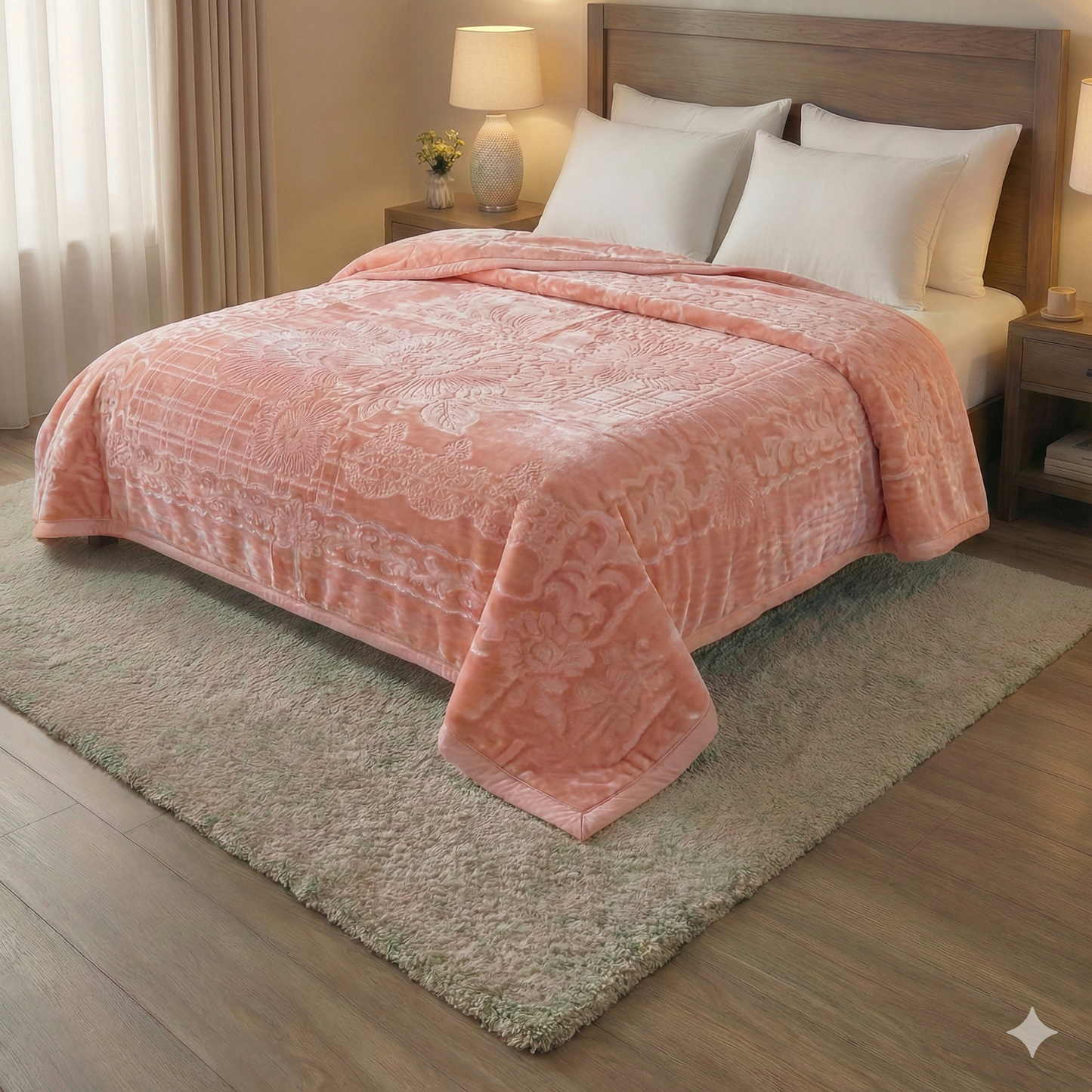 Manta de Felpa Color salmón - Extra Suave y Cálida para Invierno (200x230 cm, 4,5 kg)