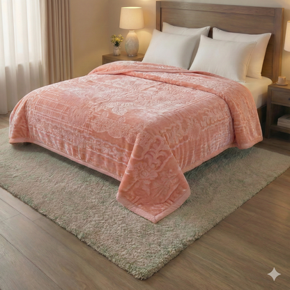 Manta de Felpa Color salmón - Extra Suave y Cálida para Invierno (200x230 cm, 4,5 kg)