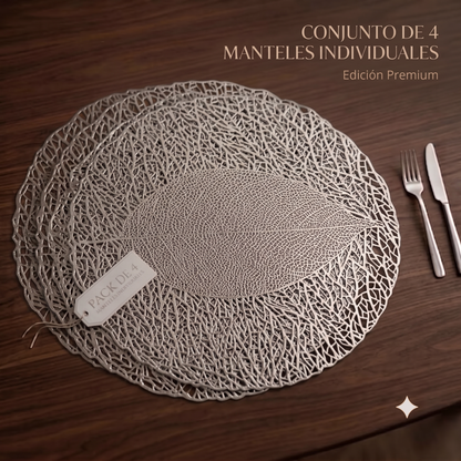 PACK X4 Manteles Individuales Decorativos con Diseño Entrelazado - 38,5cm