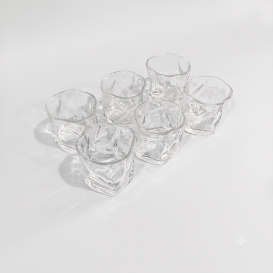 Set de 6 Vasos de Vidrio Texturizados para Agua, Zumo y Refrescos