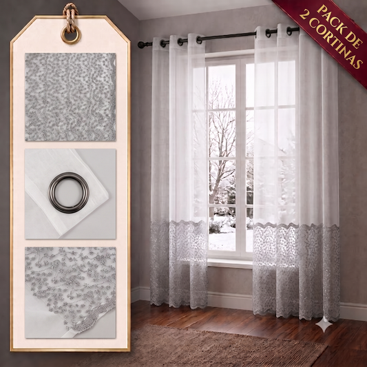 PACK X2 Cortina con Ojales 140 × 240 cm - Cortina Oxalis