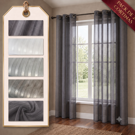 PACK X2 CORTINA VISILLO  MODELO RUFFLE 140 X 240 CM