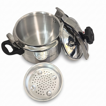 Olla a Presión Schleizer de Acero Inoxidable con Cestillo Vapor 8L