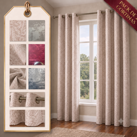 PACK X2 CORTINA JACQUARD MODELO MONZA 140 X 240 CM