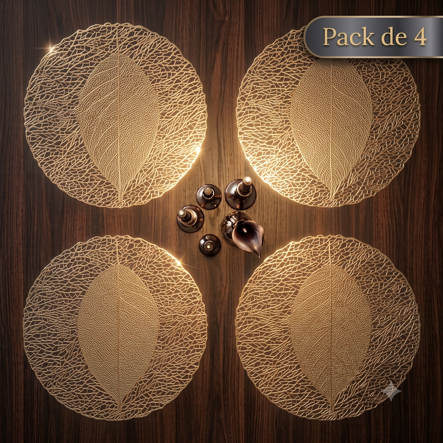 PACK X4 Manteles Individuales Decorativos con Diseño Entrelazado - 38,5cm