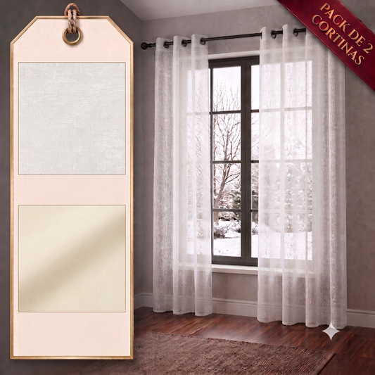 PACK X2 Cortina con Ojales 140 × 240 cm - Cortina Shanon Blanc