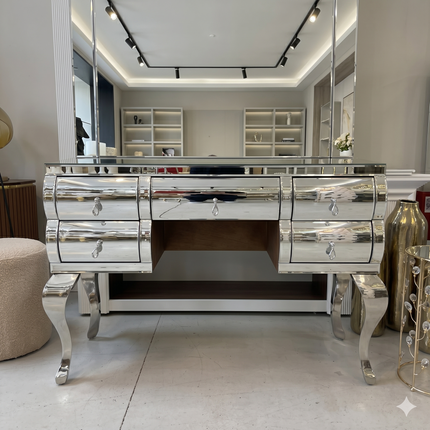 Cómoda de cristal con 5 cajoneras 4 patas de metal