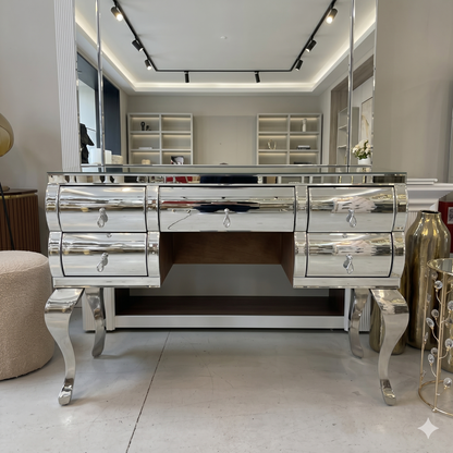 Cómoda de cristal con 5 cajoneras 4 patas de metal