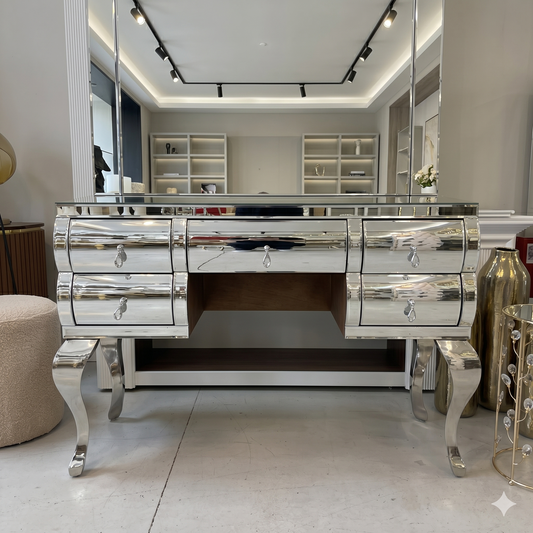 Cómoda de cristal con 5 cajoneras 4 patas de metal