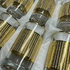 PACK 12 VASOS DORADOS CON LÍNEAS VERTICALES