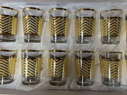 Moroccan Tea Glasses - Gold - Set of 12 Glasses - 178 ml - Tea and Coffee Glasses
