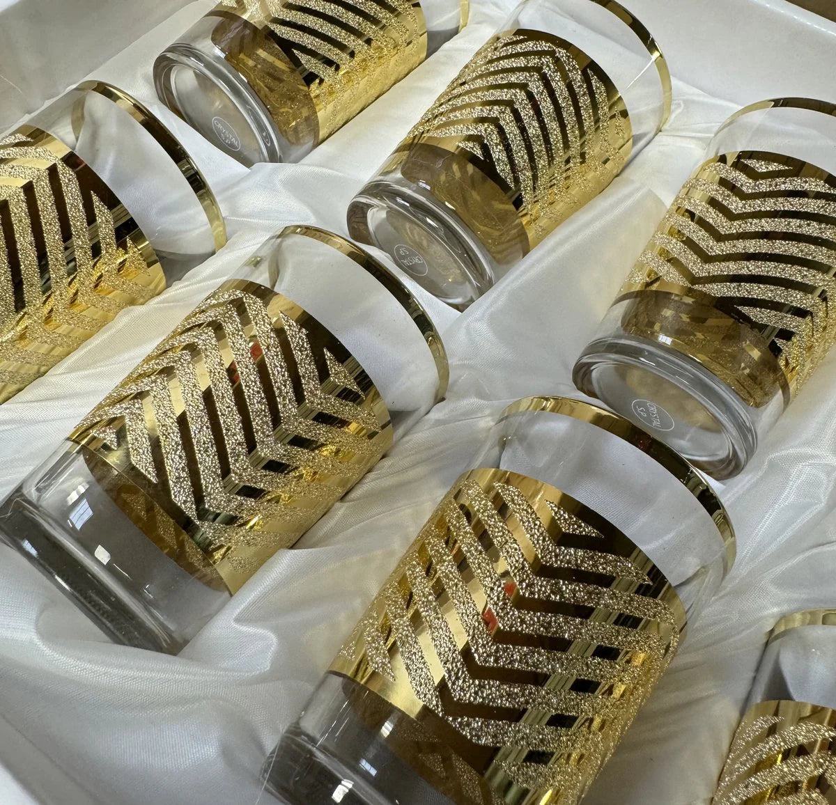 Moroccan Tea Glasses - Gold - Set of 12 Glasses - 178 ml - Tea and Coffee Glasses