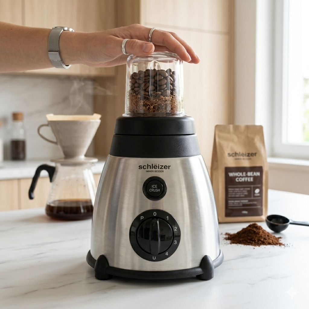 Batidora de Vaso 2 en 1 de Cristal 1,5L con Molinillo, 5 Velocidades y Función Pulse – 950W
