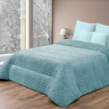 Edredão Polar com forro Sherpa, cor azul-esverdeado – Modelo Crystal Waves - 240 x 260 cm (POLAR 15)