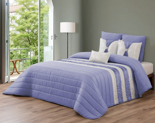 Colcha Decorativa JESSICA con Relleno Elegante y 2 Almohadas, Ideal para Todas las Estaciones, medida 250 x 260 - COLOR LILA