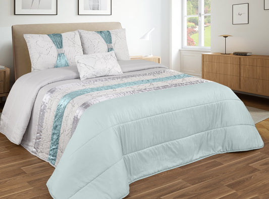 Colcha MARMORE Elegante – Conjunto Decorativo con Tres Almohadas, 250 x 260 cm - COLOR VERDE