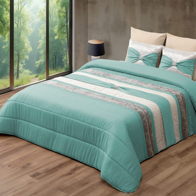 Conjunto de colcha elegante JENNY – Conjunto decorativo com duas almofadas – VERDE