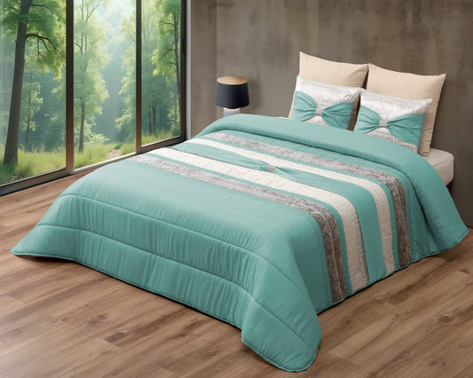 Colcha JENNY Elegante – Conjunto Decorativo con Dos Almohadas - COLOR VERDE