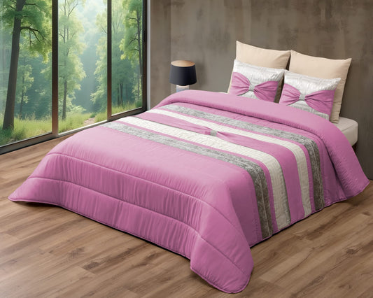 Colcha JENNY Elegante – Conjunto Decorativo con Dos Almohadas - COLOR ROSA