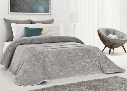 Edredón Comforter Polar con Sherpa COLOR GRIS – Modelo Granito - 240 x 260 cm (POLAR 17)