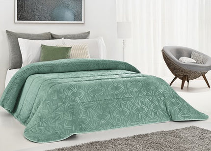 Edredón Comforter Polar con Sherpa COLOR verde menta 🍃✨ – Modelo Granito - 240 x 260 cm (POLAR 17)