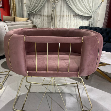 💤 Berço de veludo luxuoso feito à mão – Design elegante e moderno – Rosa com detalhes dourados💤