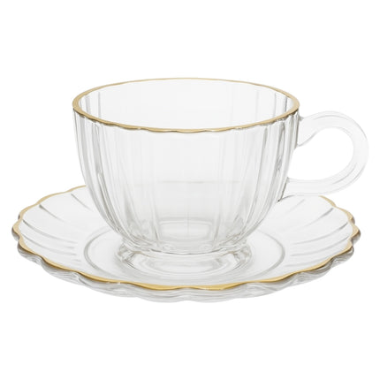 Set of 6 Crystal Cups with Saucers – Classic and Elegant Design