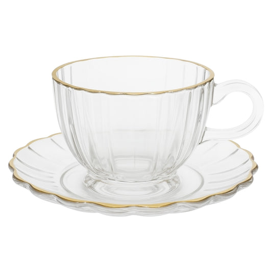 Set de 6 Tazas de Cristal con Platillos – Diseño Clásico y Elegante